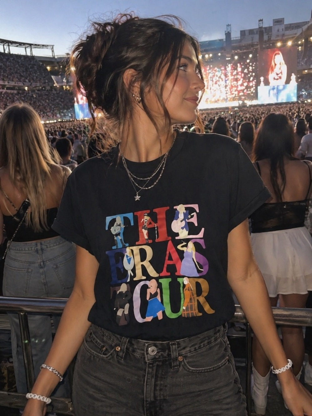 Taylor Swift Eras Tour Graphic Tee | Swiftie Concert Shirt | Y2K Pop Black Tee S